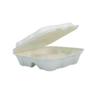 ProPlanet Seal; Container; Takeout; Delivery; Molded Fiber; Bagasse; Fiber; Fiber Packaging; Fiber Container; Fiber Takeout; Sustainable; Sustainability; Compostable; Clamshell; Hinged Tray; Hinged; Pro Planet; Planet; Healthy; Wheat; Fibers; Pulp; Takeaway; Carryout; To-go; To go