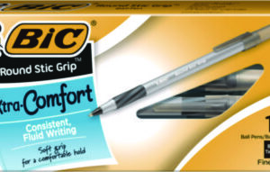 (BICGSFG11BK)BIC GSFG11BK – Round Stic Grip Xtra Comfort Ballpoint Pen, Stick, Fine 0.8 mm, Black Ink, Gray/Black Barrel, Dozen by BIC CORP. (12/DZ)