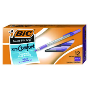 Ballpoint; Ballpoint Pen; BIC; Blue Ink; Medium Point; Pens; Round Stic Grip Pen; Stick Pen; Writing; Instruments; Utensils; Inkers; Schools; Education; Students; easy glide