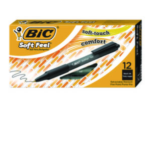 Ballpoint; Ballpoint Pen; BIC; Black Ink; Medium Point; Pen; Pens; Retractable; Soft Feel; Writing Equipment; Writing; Instruments; Utensils; Inkers; Schools; Education; Students; BICSCSM11BLK