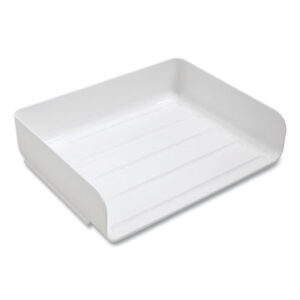 (TUD24380790)TUD 24380790 – Side-Load Stackable Plastic Document Tray, 1 Section, Letter-Size, 12.63 x 9.72 x 3.01, White, 6/Pack by TRU RED (6/PK)