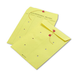 10 x 13; Five-Column; Interoffice Envelope; Printed One Side; QUALITY PARK; String-Tie & Button; Yellow; Posts; Letters; Packages; Mailrooms; Shipping; Receiving; Stationery