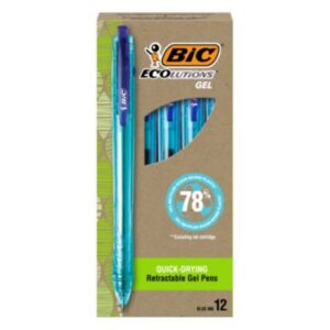 BIC; ecoLutions Recycled Retractable Gel Pen; ecoLutions; Retractable Gel Pen; Gel Pen; Pen; Writing; Instruments; Utensils; Inkers; Schools; Education; Students