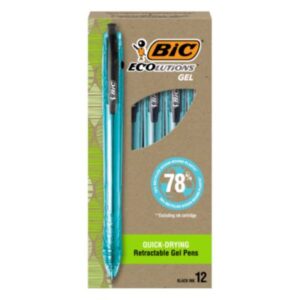 BIC; ecoLutions Recycled Retractable Gel Pen; ecoLutions; Retractable Gel Pen; Gel Pen; Pen; Writing; Instruments; Utensils; Inkers; Schools; Education; Students