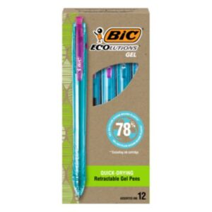 BIC; ecoLutions Recycled Retractable Gel Pen; ecoLutions; Retractable Gel Pen; Gel Pen; Pen; Writing; Instruments; Utensils; Inkers; Schools; Education; Students