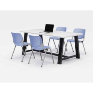 (KFI840031900326)KFI 840031900326 – Midtown Dining Table with Four Periwinkle Kool Series Chairs, 36 x 72 x 30, Designer White, Ships in 4-6 Business Days by KFI STUDIOS (1/ST)