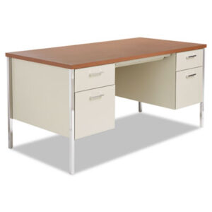 Alera; Desk; Desks; Double Pedestal; Metal; Metal Furniture; Oak/Putty; Office; Office Suites; Workstations; Writing-Table; Escritoire; Furniture