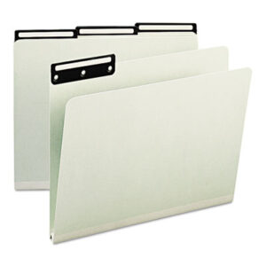 (SMD13430)SMD 13430 – Recycled Heavy Pressboard File Folders with Insertable 1/3-Cut Metal Tabs, Letter Size, 1" Expansion, Gray-Green, 25/Box by SMEAD MANUFACTURING CO. (/)