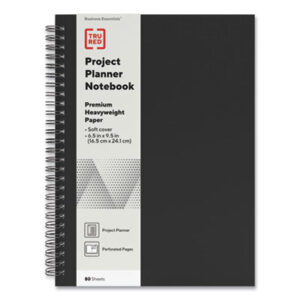 (TUD24377281)TUD 24377281 – Wirebound Soft-Cover Project-Planning Notebook, 1-Subject, Project-Management Format, Black Cover, (80) 9.5 x 6.5 Sheets by TRU RED (/)