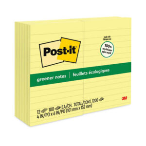 3M; 3M Post-It; 3M Post-It Notes; 4 x 6; Canary; Note Pads; Notes; Pads; POST-IT; Post-It Notes; Recycled; Recycled Products; Self-Stick; Self-Stick Note; Tabs; Stickers; Bookmarks; Tags; Memos; Stationery; Desktop; Sticky Notes