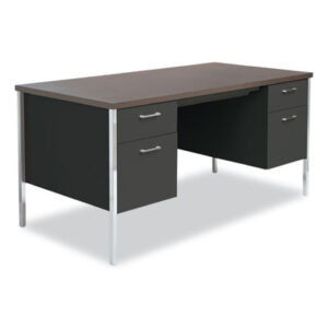 Alera; Desk; Desks; Double Pedestal; Metal; Metal Furniture; Office; Office Suites; Walnut/Black; Workstations; Writing-Table; Escritoire; Furniture