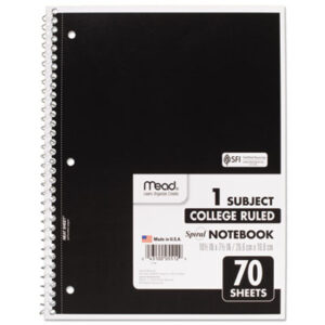 10.5 x 8; Academic; Academic Notebook; Book; College Rule; Perforated; MEAD; Notebook; Notebooks; Single Subject; Spiral; Spiral Notebook; Subject Notebook; Three-Hole Punched; Wirebound; Wirebound Notebook; Tablets; Booklets; Schools; Education; Classrooms; Students