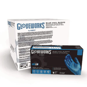 Vinyl Gloves; Blue; Foodservice Ready; Polymer-Coated Fit; Frequent Glove Changes; Non-Latex Glove