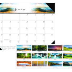 22 x 17; Calendar; Calendars; Desk Pad; Desk Pad Calendar; Desk Pad Calendars & Refills; Four-Corner Style; HOUSE OF DOOLITTLE; Illustrated; Monthly; Pad; Pad Calendars & Refills; Recycled Product; Recycled Products; Scheduling; Appointment Tracking; Time-Management; Dating; Dates; Annuals