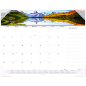 AT-A-GLANCE; VISUAL ORGANIZERS; Calendar; Calendars; Desk Pad; Desk Pad Calendar; Desk Pad Calendars; Monthly; Pad Calendar; Recycled Product; Recycled Products; Planner; Landscape; Full Color; Panoramic; Scheduling; Appointment Tracking; Time-Management; Dates