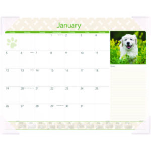 AT-A-GLANCE; VISUAL ORGANIZERS; Calendar; Calendars; Desk Pad; Desk Pad Calendar; Desk Pad Calendars; Monthly; Pad Calendar; Recycled Product; Recycled Products; Planner; Puppies; Scheduling; Appointment Tracking; Time-Management; Dates