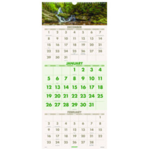 visual organizer; scenic; 3 month; calendar; calendars; 14 month; 14 months; at a glance; AT-A-GLANCE; recycled; recycled wall calnedar; three-month; three month wall calendar