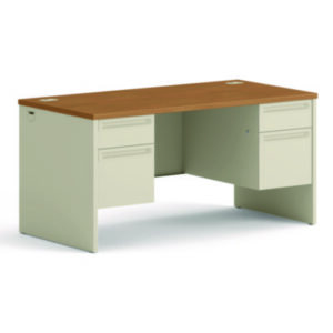 Office Furniture; 38000 Series; 60 x 30; Desk; Desks; Double Pedestal; Furniture; Harvest/Putty; Metal; Office Suites; Steel; Workstations; Writing-Table; Escritoire; HON