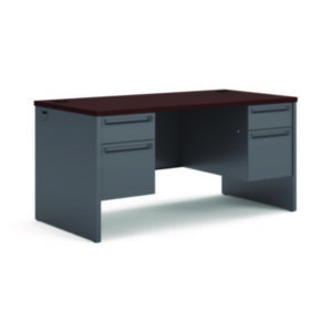 Office Furniture; 38000 Series; 60 x 30; Desk; Desks; Double Pedestal; Furniture; Mahogany/Charcoal; Metal; Office Suites; Steel; Workstations; Writing-Table; Escritoire; HON