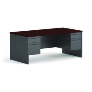 Office Furniture; 38000 Series; 72 x 36; Desk; Desks; Double Pedestal; Furniture; Mahogany/Charcoal; Metal; Office Suites; Steel; Workstations; Writing-Table; Escritoire; HON