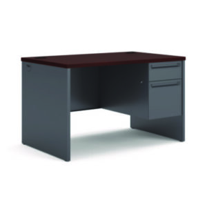 Office Furniture; 38000 Series; 48 x 30; Desk; Desks; Furniture; Mahogany/Charcoal; Metal; Office Suites; Right; Single Pedestal; Steel; Workstations; Writing-Table; Escritoire; HON