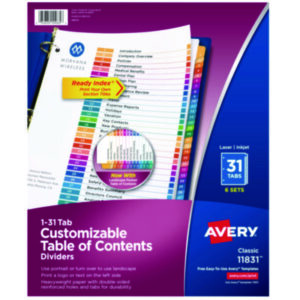 Avery; Ready Index; Punched Index; Binder; Recordkeeping; Filing; Systems; Cataloging; Classification