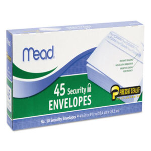 Mead; Self-Adhesive Security Envelope; Number #10 Envelopes; Posts; Letters; Packages; Mailrooms; Shipping; Receiving; Stationery