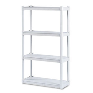 Four Shelves; Plastic; Platinum; Polypropylene Plastic; Rough &apos;n&apos; Ready; Shelf; Shelves; Shelving Unit; Storage; Supply; Utility; Racks; Ledges; Trestles; Furniture; Books; Resin; Iceberg; Iceberg