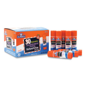 Borden; ELMERS; Extra-Strength Glue Stick; Glue; Stick; .24 oz.; 30/Pack; Elmer&apos;s Glue Sticks; Glue Pen; Glue Stick; HUNT; Purple Application; Bonding; Affixers; Hobbies; Crafts; Education; Teachers; Classroom; Art