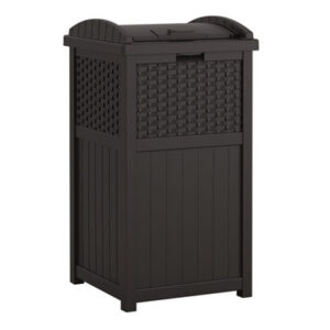 Outdoor; Plastic; Durable; Trash Can; Waste Receptacle; Black; Wicker; Compact; Decorative