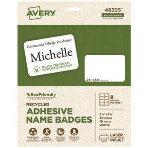 Name Badge Labels; Name Badge Labels-Self-Adhesive; Identifications; Classifications; Stickers; Shipping; Receiving; Mailrooms; AVERY