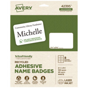 Name Badge Labels; Name Badge Labels-Self-Adhesive; Identifications; Classifications; Stickers; Shipping; Receiving; Mailrooms; AVERY