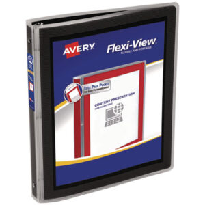 1/2 inch Capacity; AVERY; Binders; Black; Display; Display Binder; Flexi-View; Presentation Binder; Presentation Book; Presentation/View; Round-Ring; View Binder; Notebooks; Rings; Portfolios; Loose-Leaf; Schools; Education; Classrooms