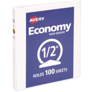 1/2 inch Capacity; AVERY; Binder; Binders; Heavy-Duty; Locking; Locking Rings; Looseleaf; Nonstick; Notebook; Presentation Binders; Presentation/View; Reference Binder; Ring Binders; Round Ring; View Binder; White; Notebooks; Rings; Portfolios; Loose-Leaf; Schools; Education; Classrooms