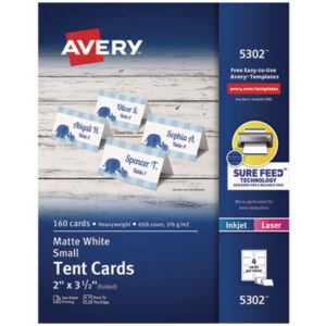 AVERY; Cards/Card Stock; Inkjet; Inkjet Printer; Laser; Laser Printer; Specialty & Greeting Cards; Tent; Tent Card; White; Place-setting; Tagging; Labeling; Breakrooms; Dinner; Name Cards