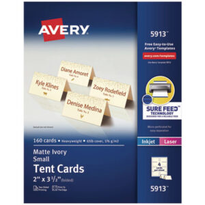 AVERY; Cards/Card Stock; Inkjet; Inkjet Printer; Laser; Laser Printer; Specialty & Greeting Cards; Tent; Tent Card; Ivory; Place-setting; Tagging; Labeling; Breakrooms; Dinner; Name Cards