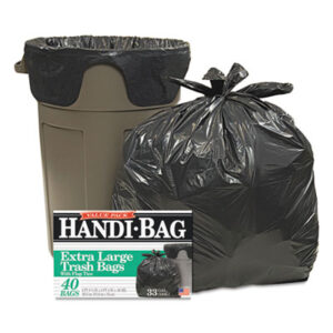 33-Gallon; 40 Bags per Box; Bags; Black; Can Liners Handi Bag; Garbage; Garbage Bags; Liners; Medium Grade; Refuse Containers & Liners; Trash; Trash Can Liners; Value Pack; Waste Can Liners; Waste Containers; Wastebasket Liners; WEBSTER; Sacks; To-Go; Containers; Totes; Take-Out; Carry