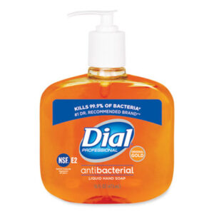 16 oz.; Antimicrobial Soap; Bathroom Supplies; DIAL; Hand Care; Hand Cleaning; Hand Soap; Janitorial Supplies; Liquid Dial Gold Soap; Liquid Soap; Pump Dispenser; Restroom Supplies; Skin; Soap & Soap Dispensers; Triclosan; Washroom Supplies; Hygiene; Sanitary; Personal-Care; Cleaning; Washing; Restrooms; Kitchens; Items