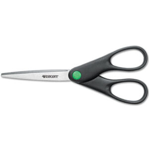 2-3/4" Cut; 7" Length; ACME; All-Purpose; Black Handles; Kleenearth Scissors; Recycled Product; Recycled Products; Scissors; Scissors & Shears; Scissors/Shears; Shears; Trimmer; Trimmers; Cutters; Pivoting; Blades; Tangs; Clippers