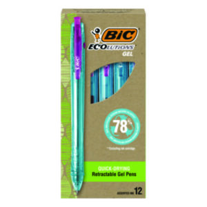 BIC; ecoLutions Recycled Retractable Gel Pen; ecoLutions; Retractable Gel Pen; Gel Pen; Pen; Writing; Instruments; Utensils; Inkers; Schools; Education; Students