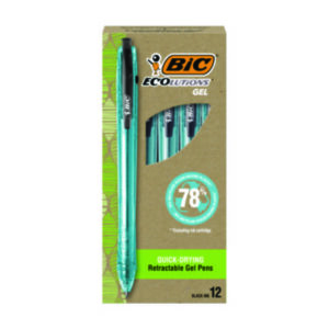 BIC; ecoLutions Recycled Retractable Gel Pen; ecoLutions; Retractable Gel Pen; Gel Pen; Pen; Writing; Instruments; Utensils; Inkers; Schools; Education; Students