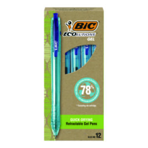 BIC; ecoLutions Recycled Retractable Gel Pen; ecoLutions; Retractable Gel Pen; Gel Pen; Pen; Writing; Instruments; Utensils; Inkers; Schools; Education; Students