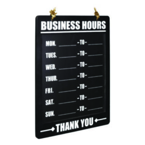 Signage; Visual; Graphics; Indicators; Directory; Directories; Business Hours; Chalkboard Sign