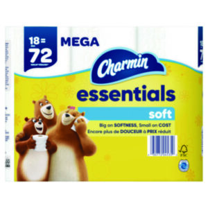 Toilet Paper; Bath Tissue; 2 Ply; Large Roll; Mega Roll; Soft; Value; Essential; Charmin; Charmin Essentials Soft; Charmin Essentials