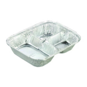 Aluminum Oblong; Take-Out; Carryout; Food Storage; Aluminum; Kitchens; Restaurants; Cafes; Service; Hospitality; Breakrooms; Packages; To-Go; 3-Compartment