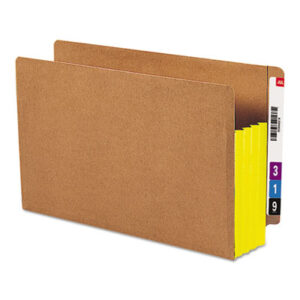 3-1/2" Expansion; Drop Front; End Tab File Pocket; End Tab Filing Supplies; End Tab Folder; File Folders; File Pocket Folder; File Pockets; Filing Supplies; Filing Systems; Legal Size; Open Shelf Filing Supplies; Recycled Product; Redrope; SMEAD; Tyvek Gussets; Yellow; Sleeves; Pockets; Accordion; Filing; Gussets