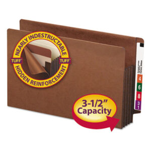 3-1/2" Expansion; Drop Front; End Tab File Pockets; End Tab Folder; File Folders; File Pocket Folder; File Pockets; Filing Supplies; Filing Systems; Legal Size; Open Shelf Filing Supplies; Recycled Product; Redrope; SMEAD; Tuff Pocket; Tyvek Gussets; Sleeves; Pockets; Accordion; Filing; Gussets