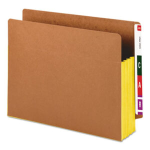 3-1/2" Expansion; Drop Front; End Tab File Pocket; End Tab Filing Supplies; End Tab Folder; File Folders; File Pocket Folder; File Pockets; Filing Supplies; Filing Systems; Letter Size; Open Shelf Filing Supplies; Recycled Product; Redrope; SMEAD; Tyvek Gussets; Yellow; Sleeves; Pockets; Accordion; Filing; Gussets