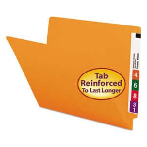 Double-Ply; End Tab; End Tab File Folder; End Tab Folder; Folders; Letter Size; Open Shelf; Orange; Recycled Product; Shelf Filing; SMEAD; Straight Cut; Sleeves; Sheaths; Shells; Ordering; Storage; Files