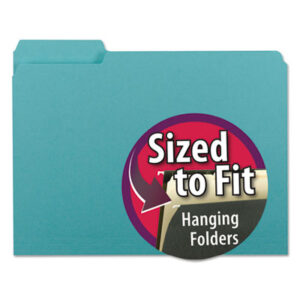 1/3 Cut Tabs; 3/4" Expansion; Aqua; File Folders; Interior; Interior File Folder; Letter; Recycled; Recycled Product; SMEAD; Sleeves; Sheaths; Shells; Ordering; Storage; Files